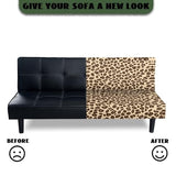 Garucesta Futon Cover with Elastic Bottom Armless Sofa Covers Non Slip Washable Couch Slipcover Scratch-Resistant Futon Sofa Slipcover for Dogs Cats, Leopard Print Beige Garucesta
