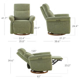 CHITA Power Recliner Chair, Electric Triple-Motor Swivel Glider Nursery Rocking Chair with Adjustable Power Headrest and Lumbar Support, GREENGARD Gold Certified, Solid Wood Base, Forest Green