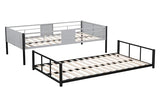 KMBOHE Metal Twin Over Twin Low Bunk Bed with Vent Board, Heavy Duty Steel Frame with Safety Guardrail and Noise Reducing Design, CPC Certified Bunk Bed for Kids and Teens, Black KMBOHE