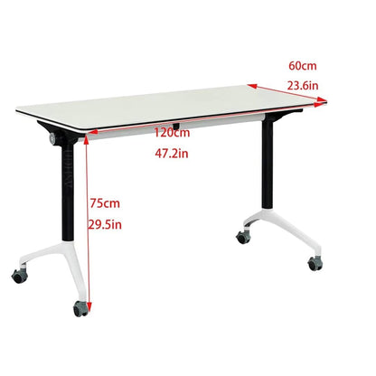 Conference Table,Modern Office Folding Flip Top Mobile Training Table The Table with Wheels is Convenient and Fast,Suitable for Office,Meeting Room,classr White,1pack(47.2×23.6×29.5in) - WoodArtSupply