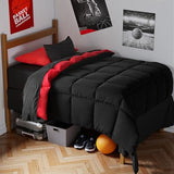 Anluoer Twin XL Comforter Set, 5 Pieces Black Bed in a Bag, All Season Bedding Sets with 1 Comforter(68"*88"), 1 Pillow Sham, 1 Pillowcase, 1 Flat Sheet, 1 Fitted Anluoer