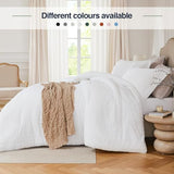 Quataly White Queen Comforter Set - 3 Pieces Seersucker Lightweight Bedding Comforter Sets (1 Soft Fluffy Comforter & 2 Pillowcases) - All Seasons Cozy Modern Bed Sets Quataly