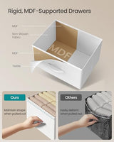 SONGMICS Dresser for Bedroom, Chest of Drawers, Nightstand, Steel, MDF, 2 Non-Woven Fabric Drawers, Storage Organizer Unit, Closet, Entryway, Cloud White and Snow White ULGS312W01S SONGMICS