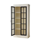 Ball & Cast 71.2" Tall Display Cabinet W/Glass Doors,Curio Cabinet W/Adjustable Shelves&Fixed Shelves for Collectibles,Trophies,Farmhouse Style Cabinets for Hallways,Living Room,Bedroom,White&Black Ball & Cast