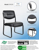 Boss Office Products B9539 Leather Sled Base Side Chair in Black, 250 Boss Office Products