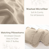 Masaca Ruffled Comforter Set Queen,3-Piece Farmhouse Shabby Boho Chic Bedding,Ultra Soft Linen Feel Textured Bed Comforter Set (1 Ruffle Comforter+2 Pillow Shams) Masaca