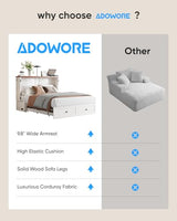 ADOWORE Full Size Murphy Bed with Mattress Included, Cabinet Bed with Charging Station & Large Storage Drawer, Hideaway Full Foldable Platform Bed for Home Office or Guest Bedroom, Living Room,White ADOWORE