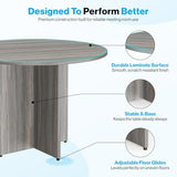 NBF 42" Round Conference Tables - Thermally Fused Gray Laminate Conference Room Tables - X Base Office Meeting Table - Durable Training Tables for Brainstorming Collaboration Sessions nbf signature series