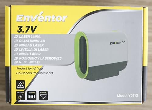 ENVENTOR Green Laser Level, 164FT USB Rechargeable Li-ion Battery 360° Self Leveling Laser Level for Wall Picture Hanging, Waterproof Cross Line Laser Tool Outdoor with Pulse Mode, Magnetic Base Enventor