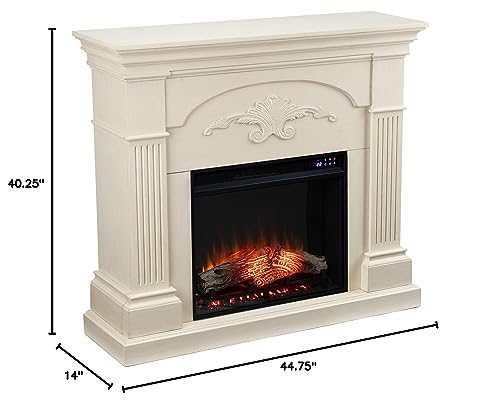 SEI Furniture Sicilian Harvest Traditional Style Electric Fireplace, New Ivory SEI Furniture