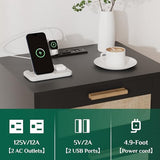 Ltysh Nightstand with Charging Station,2 Set Rattan Night Stand with Solid Wood Legs, Bedside Table with USB Ports & Outlets Bed Side Table,End Table for Bedroom,Living Room(Black-Set 2) Ltysh
