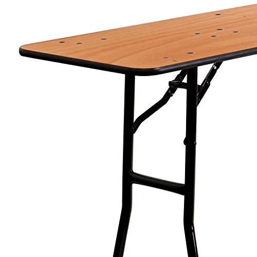 EMMA + OLIVER 8-Foot Rectangular Wood Folding Training/Seminar Table with Clear Coated Top - WoodArtSupply