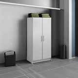 Prepac Elite 32" Storage Cabinet Closet, Light Gray Storage Cabinet with Hanging Rail and Shelves for Living room, Kitchen and Laundry room 24.5" D x 32" W x 65" H Prepac