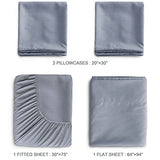 SPRINGSPIRIT Cot Sheets 30" x 75" x 9", 4 Piece Cot Sheet Set, Cot Size Fitted Sheets with Narrow Twin/Camp Bunk/Rvs Bunk/Guest Beds/Trifold Mattress, Grey SPRINGSPIRIT