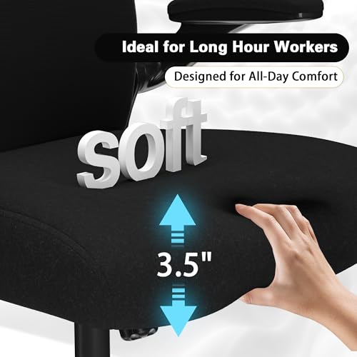 Ergonomic Office Chair, Mesh Desk Chair with Headrest, Lumbar Support, Thick Seat Cushion, Flip-up Arms, High Back Computer Task Chairs for Home Office (English, Black/Gold) CASASIO