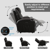 IBTKIG Power Recliner Chair with Massage and Heat, Leather Home Theater Seating with LED Lights/Cup Holders/Side Pocket/USB Port, Reclining Sofa Chair for Living Room (1, Brown)