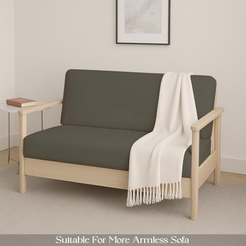 Full Size Foldable Armless Futon Covers - Microfiber Futon Slipcovers Furniture Protector Without Armrests - Zippered Couch Cover Sofa Bed Protector, Sleeper Sofa Cover, Machine Washable, Dark Grey Yarns of Cotton