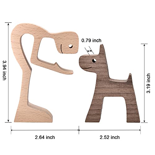 KINGNOW Accent Decor Men and Dog Figura Decorativa Wooden Gift Home Accents KINGNOW