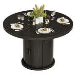 CABZOON 47-63in Extendable Round Dining Table for 4-8 Modern Round Kitchen Table Circle Dining Table with 2-Tier Storage Shelf, Space Saving Expandable Wood Oval for Living Room Walnut Black CABZOON