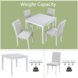 LUMISOL Dining Table Set for 4, 5-Piece Solid Wood Kitchen Table Set with 4 Upholstered Chairs for Kitchen, Dining Room, Home Bar, White LUMISOL