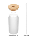 PYD Life Sublimation Glass Cans Blanks Frosted 18 OZ with Bamboo Lid and Clear Glass Straw Beer Cans Wide Mouth Jar Tumbler Cups Mugs for Iced Coffee,Juice,Soda,Drinks,Beer PYD Life