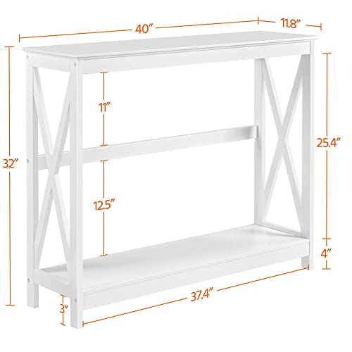 Yaheetech Wood Entryway Table, Console Table for Entryway, 2-Tier Sofa Table Accent Table w/Storage Shelf for Living Room, Hall, Foyer, White - WoodArtSupply