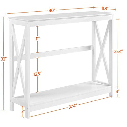 Yaheetech Wood Entryway Table, Console Table for Entryway, 2-Tier Sofa Table Accent Table w/Storage Shelf for Living Room, Hall, Foyer, White - WoodArtSupply