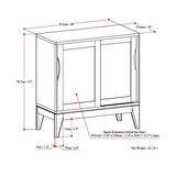 SIMPLIHOME Harper SOLID WOOD 30 inch Wide Mid Century Modern Low Storage Cabinet in Walnut Brown, with Large Space Behind 2 Sliding Notched Handle SIMPLIHOME