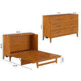 AFI, Santa Fe Queen Murphy Bed Chest with 6" Mattress & Built-in USB Charger, Light Toffee AFI