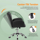 Yaheetech Modern Faux Leather Office Chair Ergonomic Adjustable Computer Chair with Wide Seat, Padded Armrests for Study, Bedroom Black Yaheetech