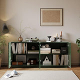 NTYUNRR 59" Buffet Sideboard Cabinet with Storage, Mid Century Modern Accent Credenza with Shelves, Media Console with 4 Doors, Coffee Bar Table for Entryway Living Room Dining Room Kitchen, Green NTYUNRR