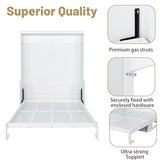 MoproBeti Wood Murphy Bed Queen Size, Space-Saving Hidden Foldable Wall Bed with Storage Shelf and Gas Struts for Bedroom,Guest Room,Home Office, Gym,No Box Spring Needed, White MoproBeti