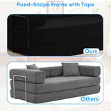 Mjkone 78.7"W Convertible Folding Mattress Couch with Armrest, Corduroy Floor Sofa Bed with Metal Fixed-Shape Frame, 5-in-1 DIY Futon Lazy Sofa Cama Lounge Couch for Living Room Bedroom Studio, Black Mjkone