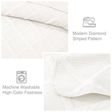Exclusivo Mezcla Twin Size Quilt Set - White Quilts Bedding Set with 2 Pillow Shams, Modern Bedspread with Striped Pattern, Soft Lightweight Bedspreads Coverlets for All Seasons Exclusivo Mezcla