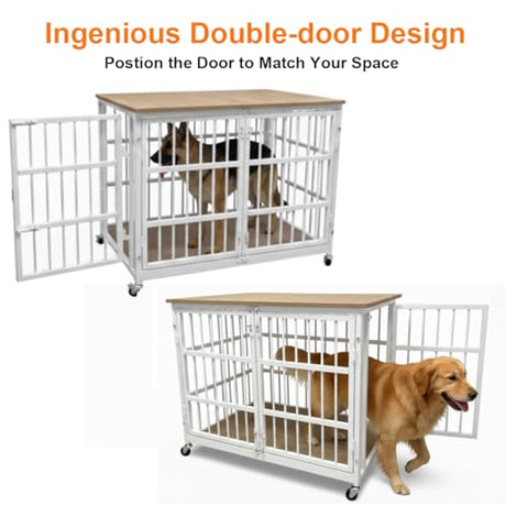 Boldbone 48 inch Dog Crate Furniture, Heavy Duty Dog Kennel Indoor for Large Dogs, Escape-Proof and Chew-Proof Wooden Dog Cage for high Anxiety Dog, Decorate House as TV Stand, End Table BOLDBONE