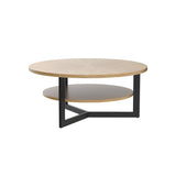 DS-HOMEPORT Wood Round Coffee Table for Living Room, 2 Tier Circle Coffee Table with Storage, Rustic Natural Coffee Table for Apartment, Easy Assembly (Espresso,35" Dx35 Wx18 H) DS-HOMEPORT