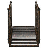 Outsunny 3.3FT Metal Arch Zen Garden Bridge with Safety Siderails, Decorative Footbridge, Delicate Floral Scrollwork for Stream, Fish Pond, Brown Outsunny