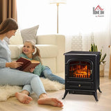 HOMCOM 22" Electric Fireplace Heater, Freestanding Fire Place Stove with Realistic LED Flames and Logs, and Overheating Protection, 725W/1450W, Black HOMCOM