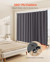 VEVOR Room Divider, Portable Panel Room Divider with Wheels Curtain Divider Stand, Freestanding Room Divider Privacy Screen for Office, Bedroom, Dining Room, Study, Gray VEVOR