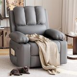 GarveeHome Recliner Chairs, Classic Manual Leather Recliner, Home Theater Seating with Lumbar & Arms Support for Living Room, Bedroom and Nursery (Grey-22“)