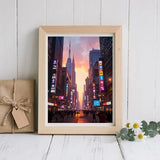 UIBDVKS Diamond Art Kits for Adults City Skyline Sunset Glow DIY Frameless Diamond Painting Kits for Adults Beginner, 12x16 in Diamond Painting Kit for Home Wall Decor UIBDVKS