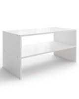 LOWOSA 2-Tier Stackable White Shoe Rack, Wooden 2-Shelf Shoe Organizer Freestanding Shoe Storage Stand for 6-9 Pairs, Perfect for Closet, Entryway, Office Use - Modern White LOWOSA