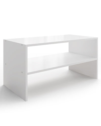 LOWOSA 2-Tier Stackable White Shoe Rack, Wooden 2-Shelf Shoe Organizer Freestanding Shoe Storage Stand for 6-9 Pairs, Perfect for Closet, Entryway, Office Use - Modern White