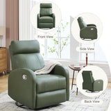 HOMYKA Swivel Rocker Recliner Chair, Manual Faux Leather Recliner, Glider Rocking Recliners 360°Swivel Nursery Reclining Chairs with Adjustable Headrest Highback for Living Room, Dark Green