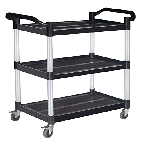 Abacad Plastic Utility Cart with Wheels Lockable, Heavy Duty Restaurant Cart, Service Cart for/Home/Office/Warehouse/Kitchen/Workshop,390 Lbs,2 - WoodArtSupply