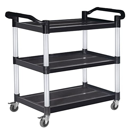 Abacad Plastic Utility Cart with Wheels Lockable, Heavy Duty Restaurant Cart, Service Cart for/Home/Office/Warehouse/Kitchen/Workshop,390 Lbs,2 ABACAD