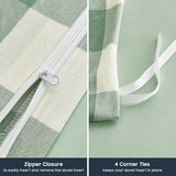 Wake In Cloud - Gingham Cotton Duvet Cover Set, Plaid Buffalo Check Checkered Farmhouse, 100% Washed Cotton Textured Percale Bedding Set, 3 Pieces, Green White, Twin/Twin XL Size Wake In Cloud