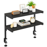 IBUYKE Clamp on Desk Shelf, 22.8” Large Desk Extender Shelves,Tool-Free Flexible Repositioning and Adjustable 2-Tier Storage Shelves for Desktop Accessories Below Desk TMZ010B IBUYKE