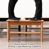 YLLSMGS Porch Bench Entryway Bench Wooden with Woven Rattan and Storage Shoe Rack for Living Room Hallway Entry Way Front Door(Yellow,80 * 44 * 28cm/31 * 17 * 11in) YLLSMGS