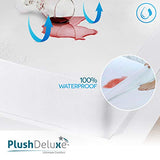 PlushDeluxe Premium Bamboo Mattress Protector – King Size, Waterproof, & Ultra Soft Breathable Noiseless Washable Bed Mattress Cover for Comfort & Protection - White PlushDeluxe